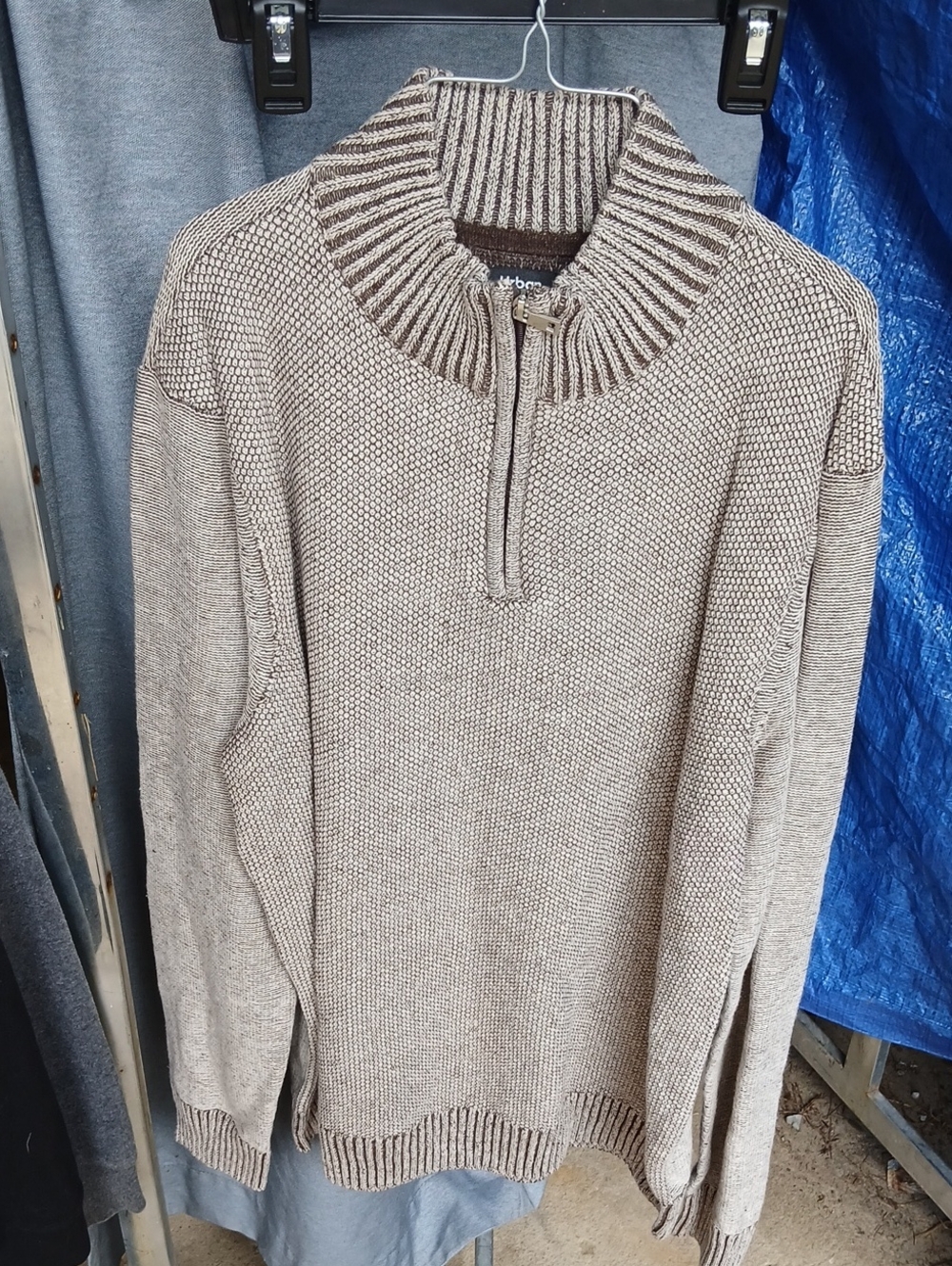 urban pipeline Men's Zip-Neck Sweater in Taupe